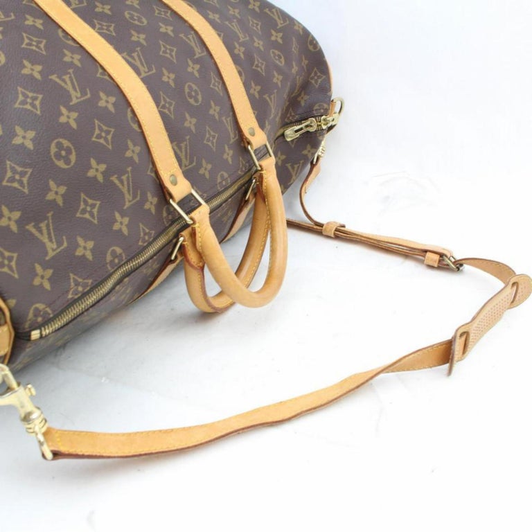 Louis Vuitton Classic Keepall Leather Monogram Travel Bag For Sale at  1stDibs