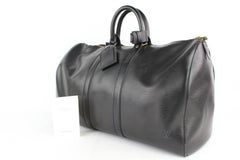 Louis Vuitton Keepall Duffle Noir 45 5lz0129 Black Leather Weekend/Travel Bag