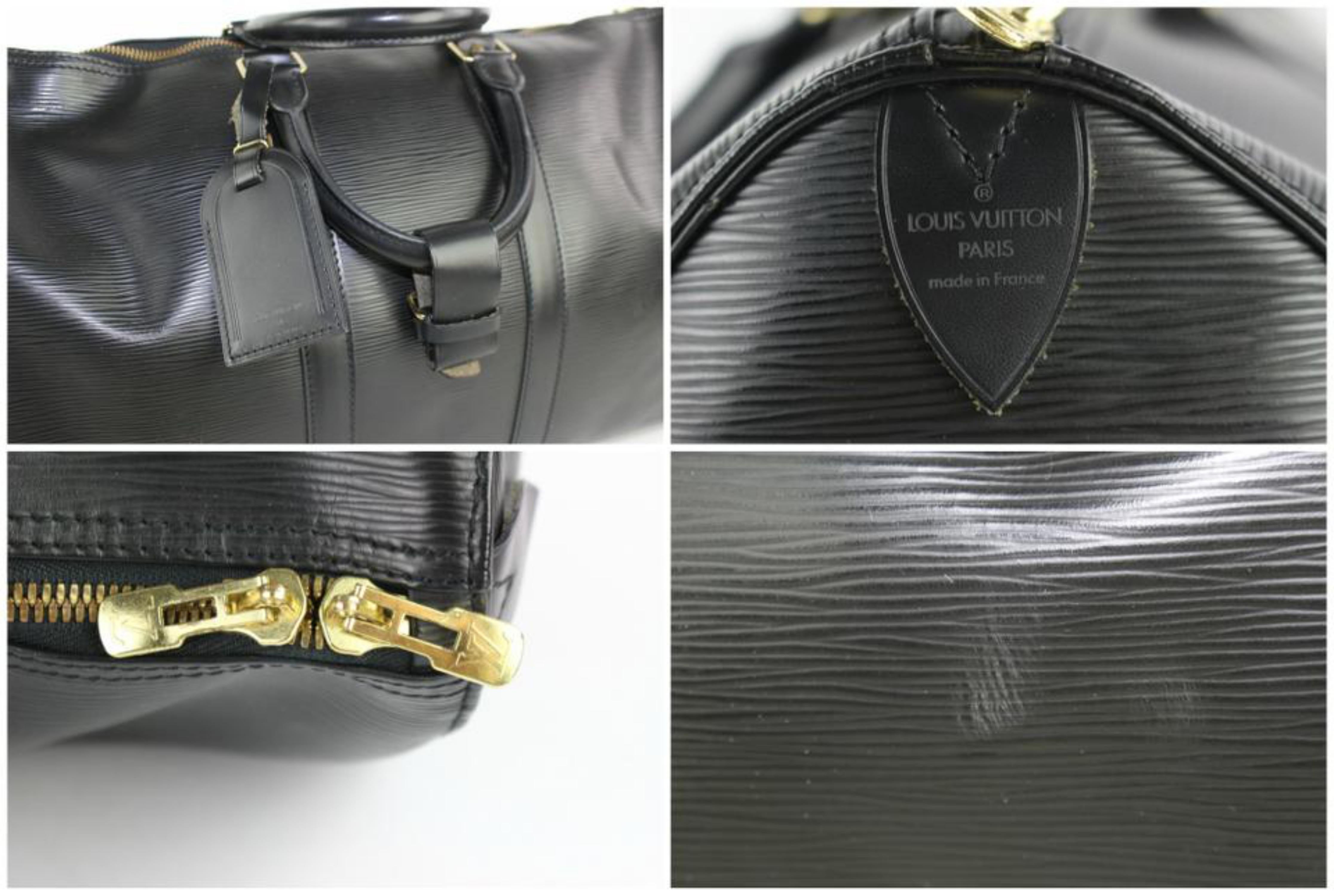 Louis Vuitton Keepall Duffle Noir 45 5lz0129 Black Leather Weekend/Travel Bag For Sale 1