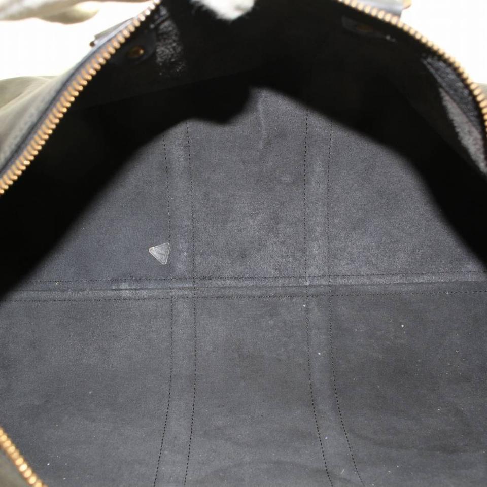 Women's Louis Vuitton Keepall Duffle Noir 45 869492 Black Leather Weekend/Travel Bag For Sale