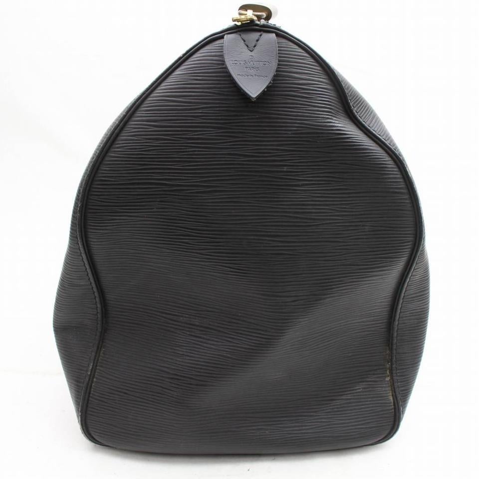 Louis Vuitton Keepall Duffle Noir 45 869492 Black Leather Weekend/Travel Bag For Sale 4