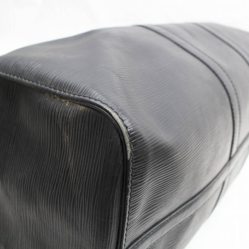 Louis Vuitton Keepall Duffle Noir 45 869492 Black Leather Weekend/Travel Bag For Sale 5