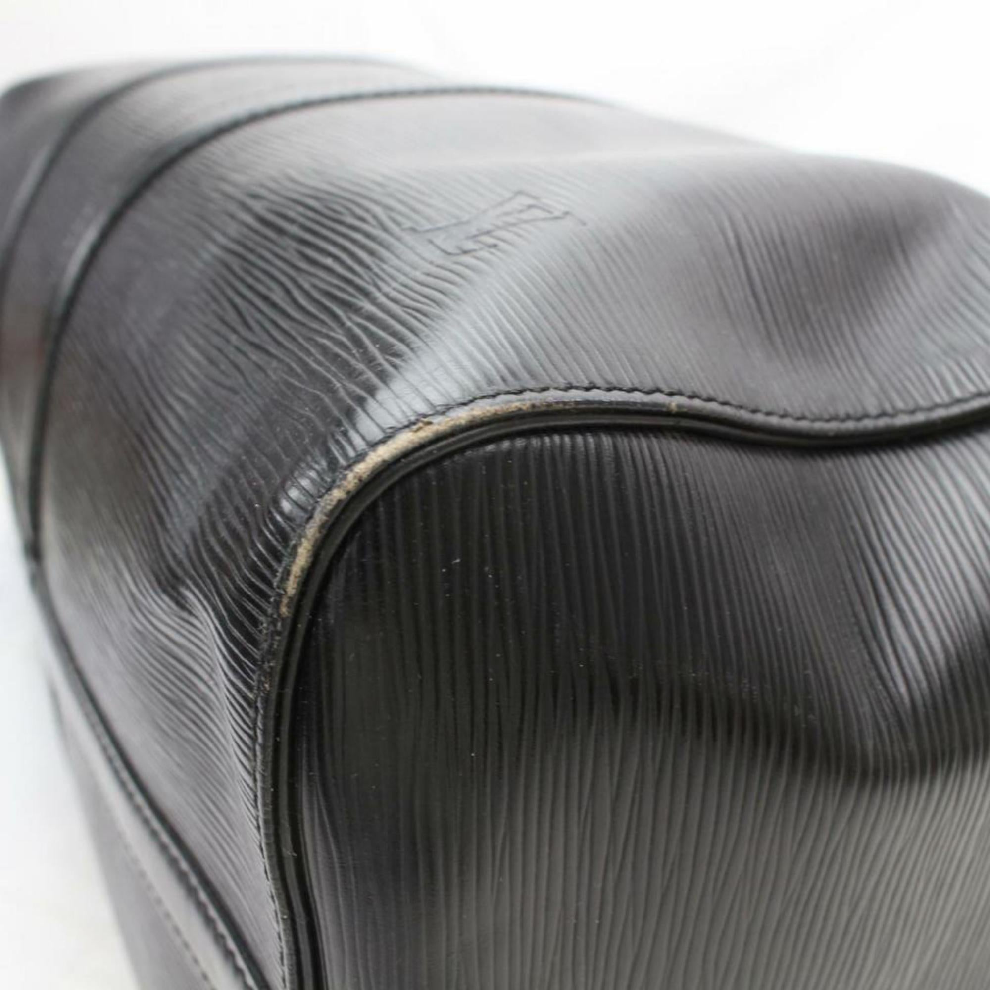 Louis Vuitton Keepall Duffle Noir 45 870140 Black Leather Weekend/Travel Bag For Sale 5