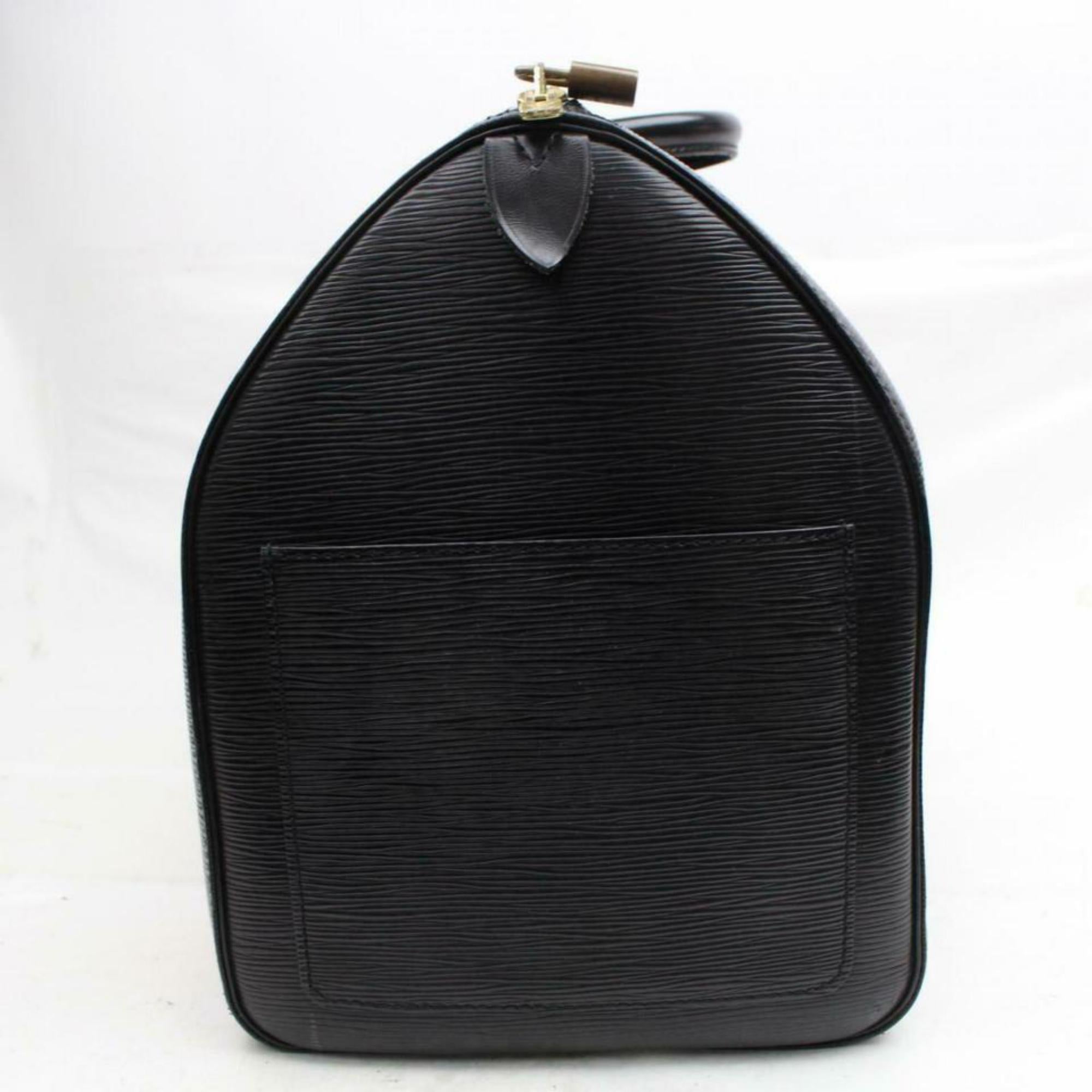 Louis Vuitton Keepall Duffle Noir 50 Mm 870239 Black Leather Weekend/Travel Bag For Sale 3