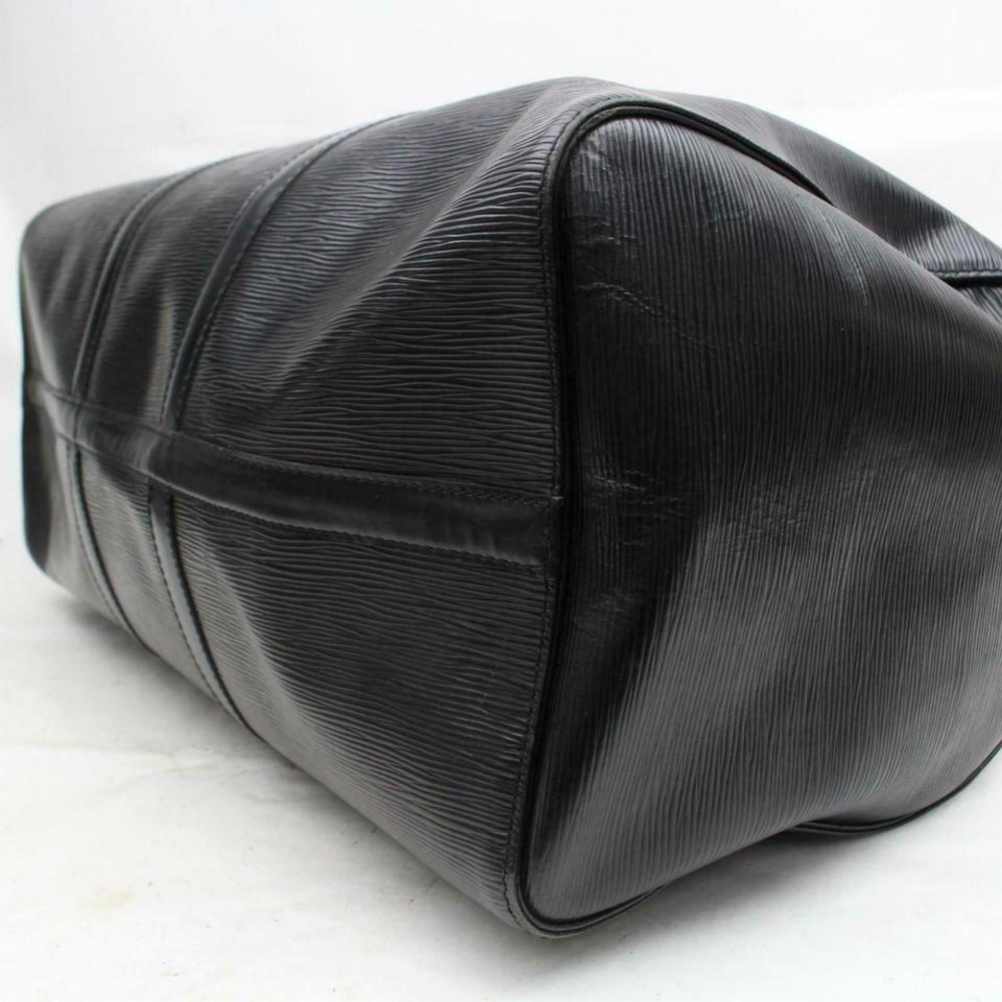 Louis Vuitton Keepall Duffle Noir 50 Mm 870239 Black Leather Weekend/Travel Bag For Sale 4