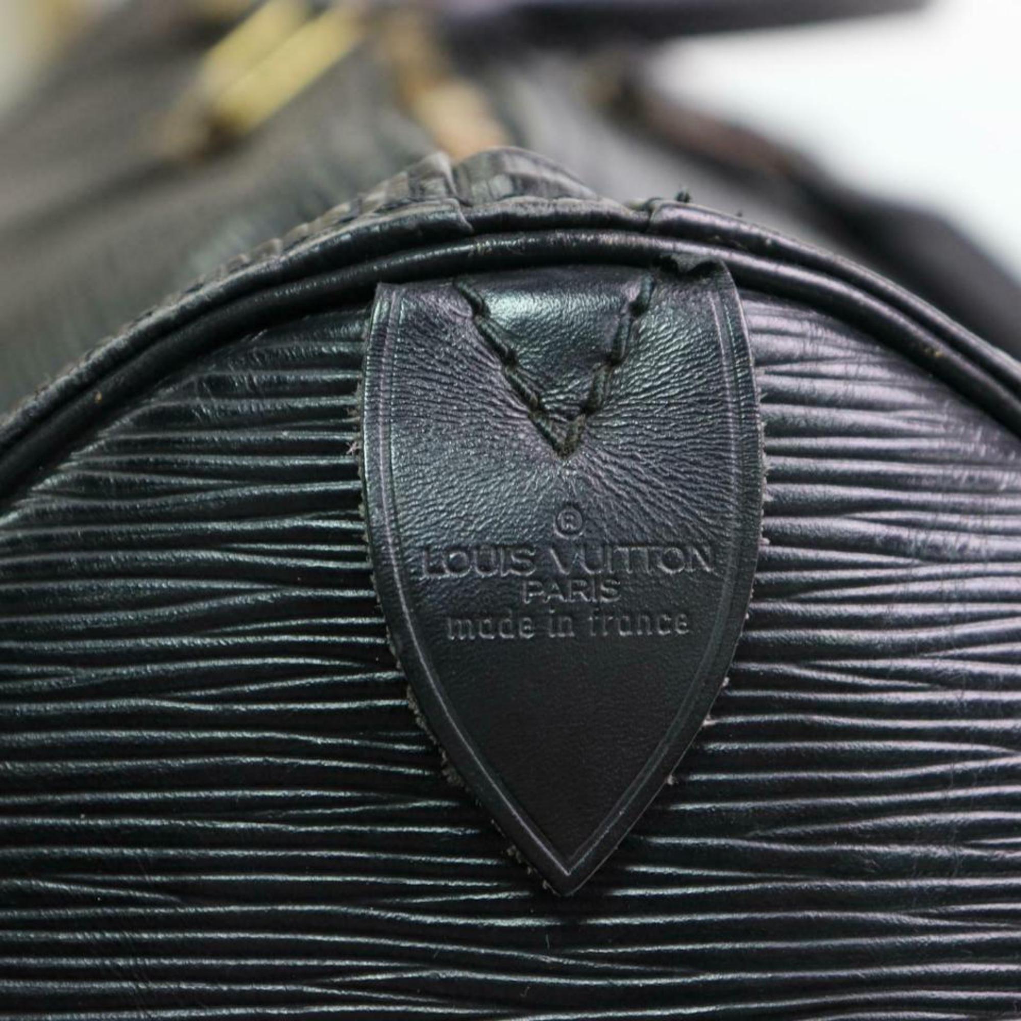 Louis Vuitton Keepall Duffle Noir 55 870290 Black Leather Weekend/Travel Bag For Sale 7