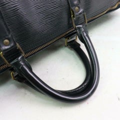 Louis Vuitton Keepall Duffle Noir 55 870290 Black Leather Weekend/Travel Bag