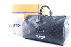 Louis Vuitton Keepall Eclipse 50 Bandouliere 9lr0604 Black Travel Bag
