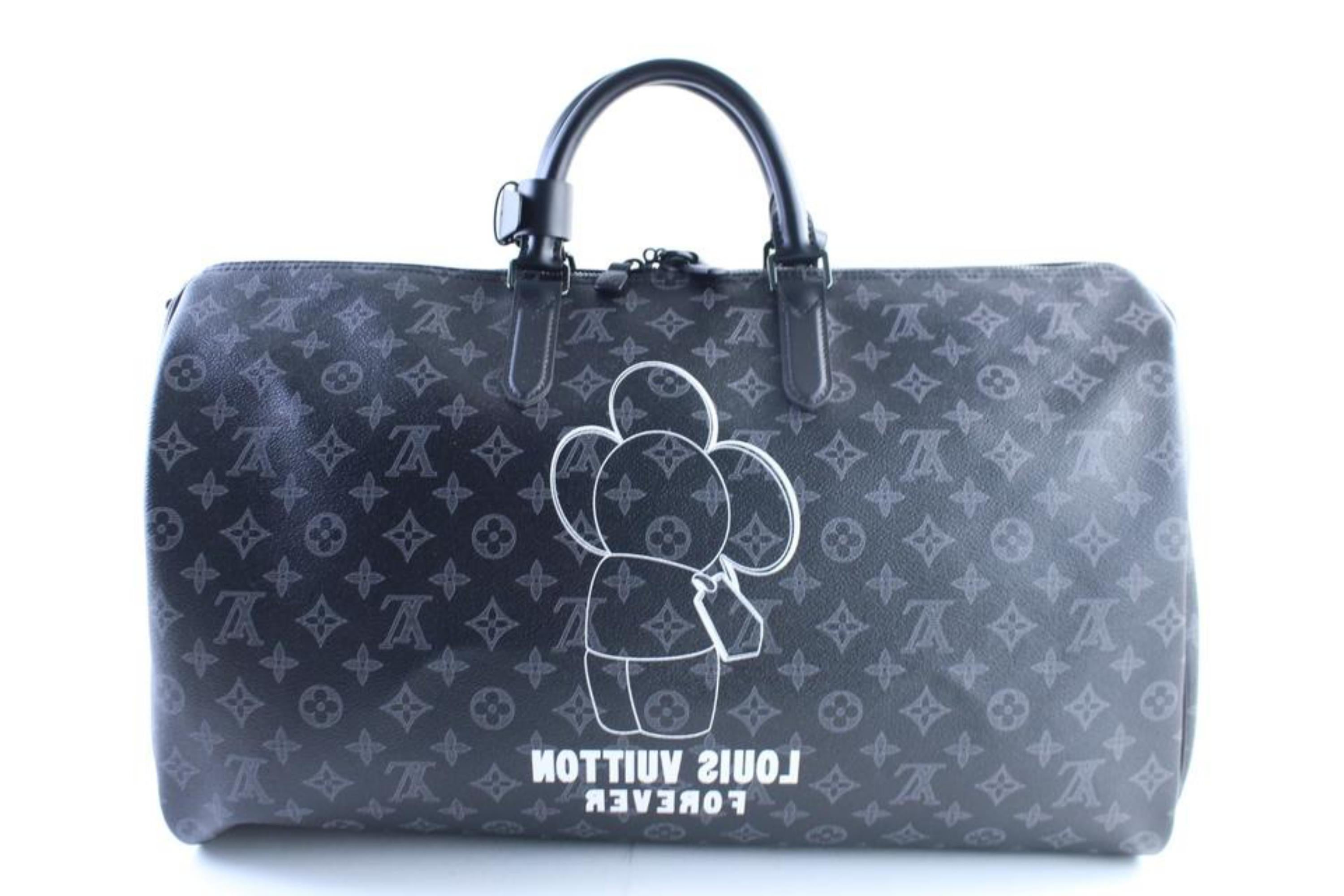 Louis Vuitton Keepall Eclipse 50 Bandouliere 9lr0604 Black Travel Bag In New Condition For Sale In Forest Hills, NY