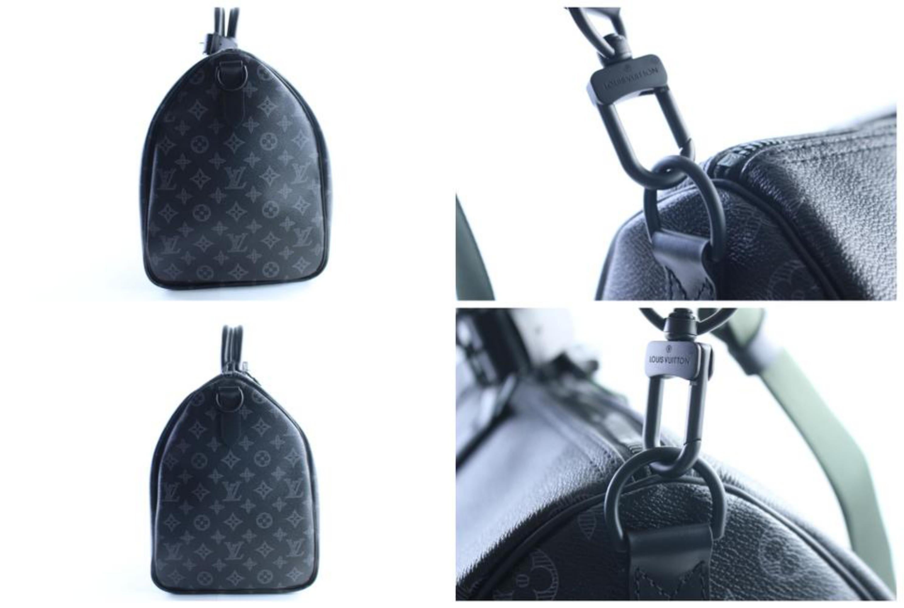 Louis Vuitton Keepall Eclipse 50 Bandouliere 9lr0604 Black Travel Bag For Sale 4