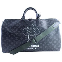 Vintage Louis Vuitton Keepall Eclipse 50 Bandouliere 9lr0604 Black Travel Bag