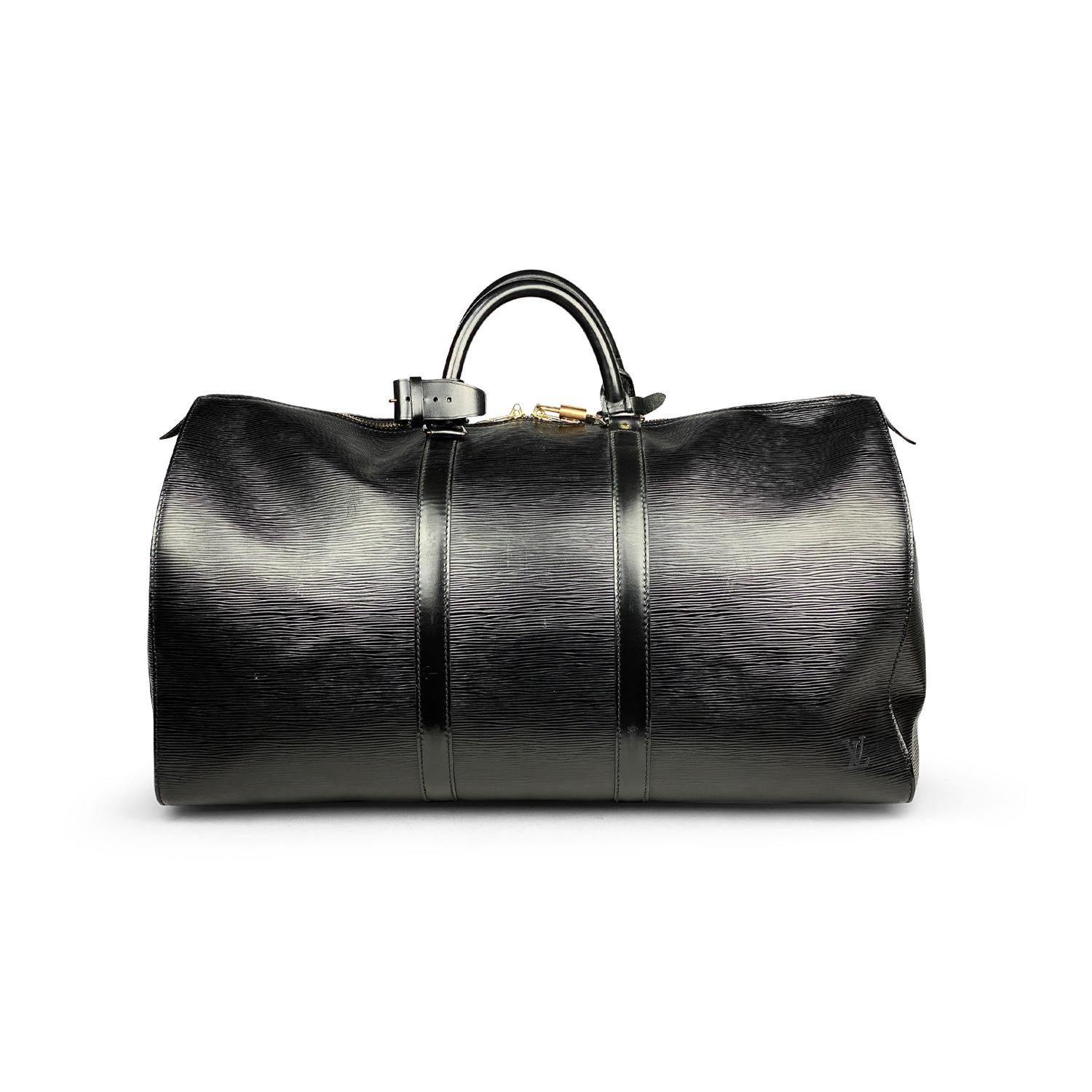 Bolsa de fin de semana Louis Vuitton Keepall Epi 50 Negro en venta