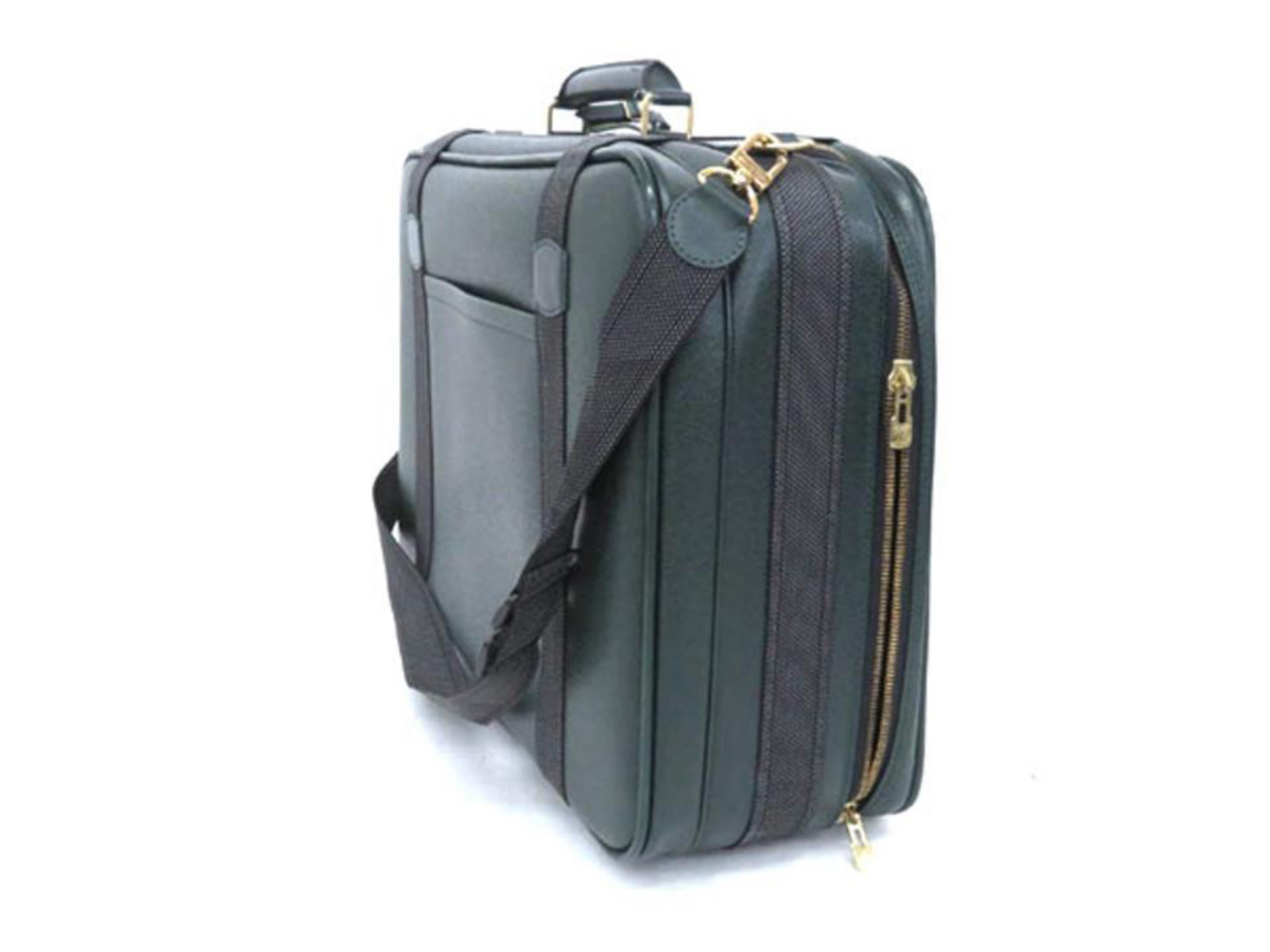 Louis Vuitton Keepall Episea Taiga Satellite 217013 Green Leather Tote For Sale 4