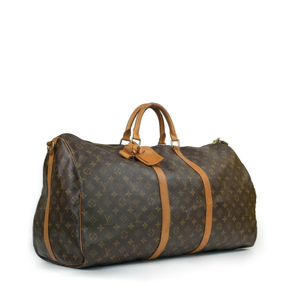 - Designer: LOUIS VUITTON
- Model: Keepall
- Condition: Good condition. Some stains on the leather, Sign of wear on Leather, Sign of wear on handles, Scratches on hardware
- Accessories: None
- Measurements: Width: 60cm, Height: 34cm, Depth: 27cm,