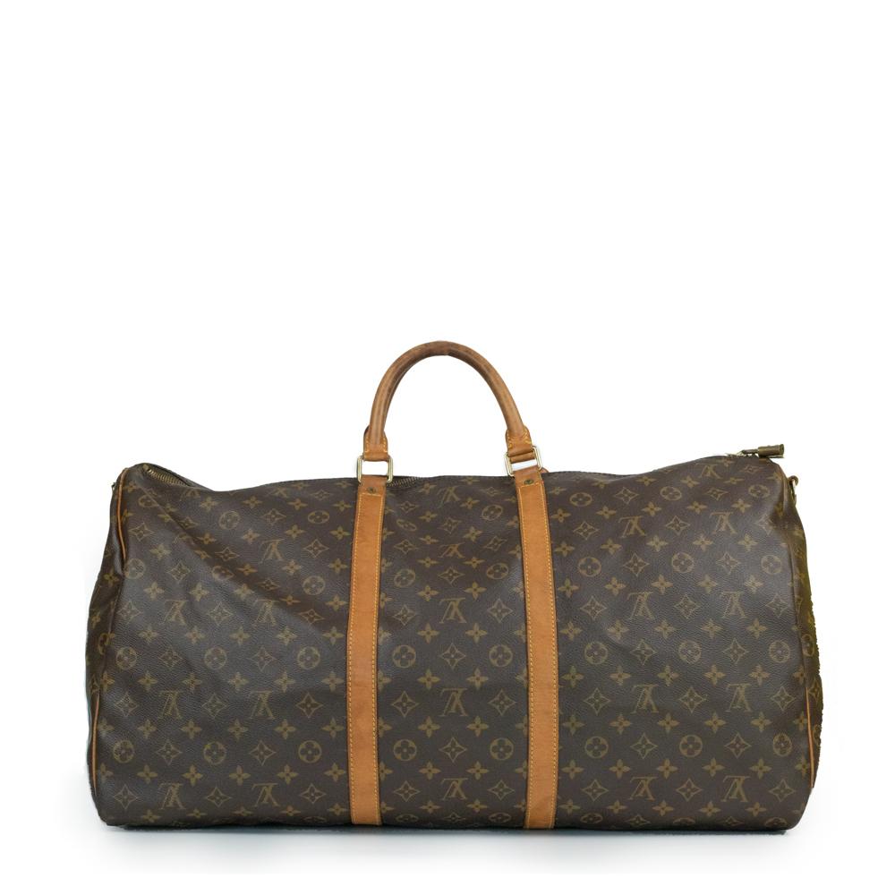 Black Louis Vuitton, Keepall in brown canvas For Sale