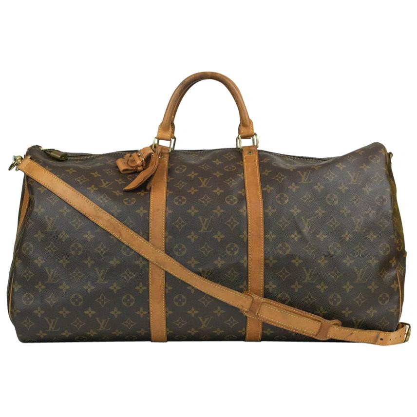 Louis Vuitton, Keepall in brown canvas For Sale