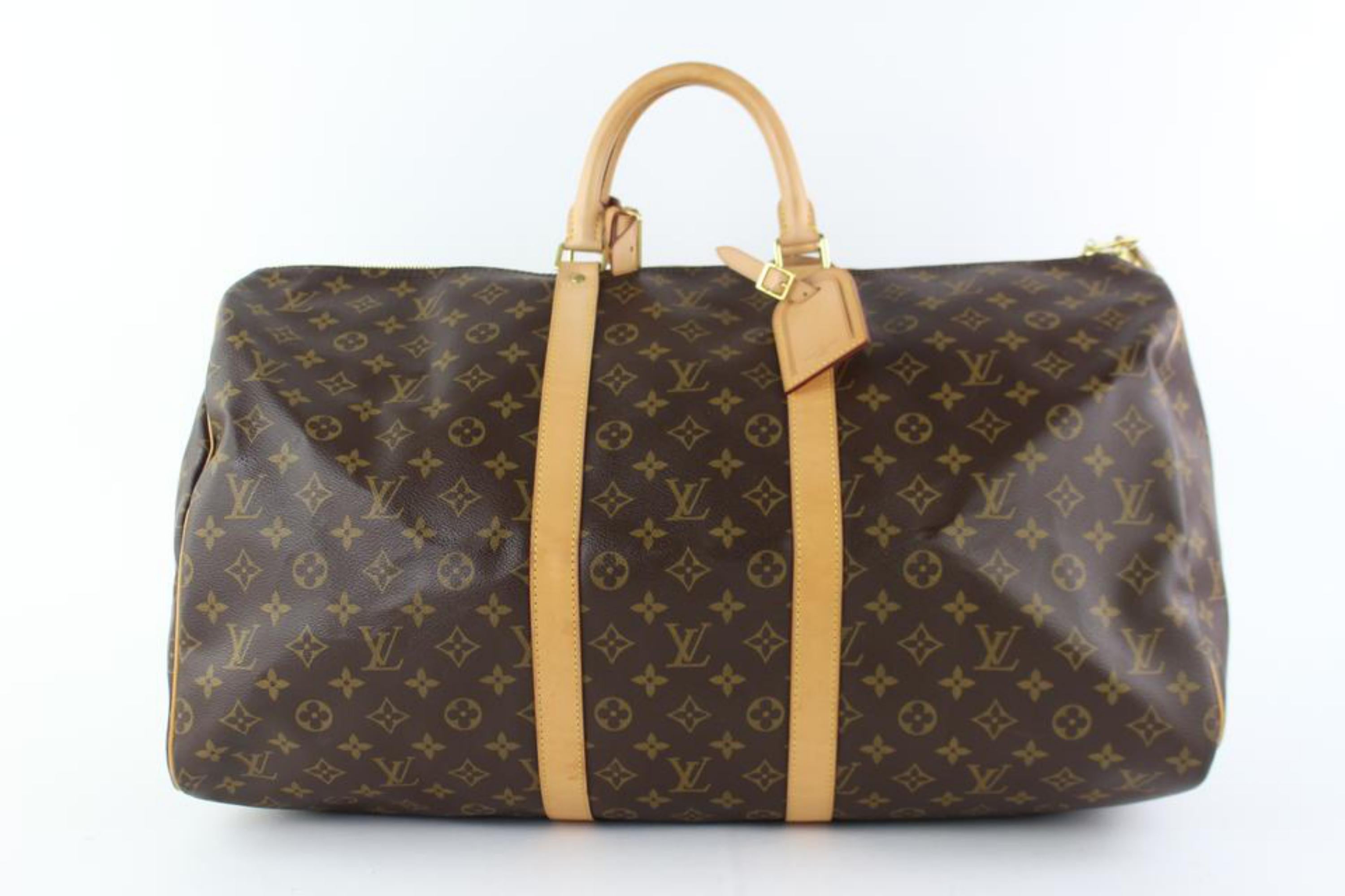 Louis Vuitton Keepall Monogram 50 2lz0928 Brown Coated Canvas Weekend/Travel Bag For Sale 3