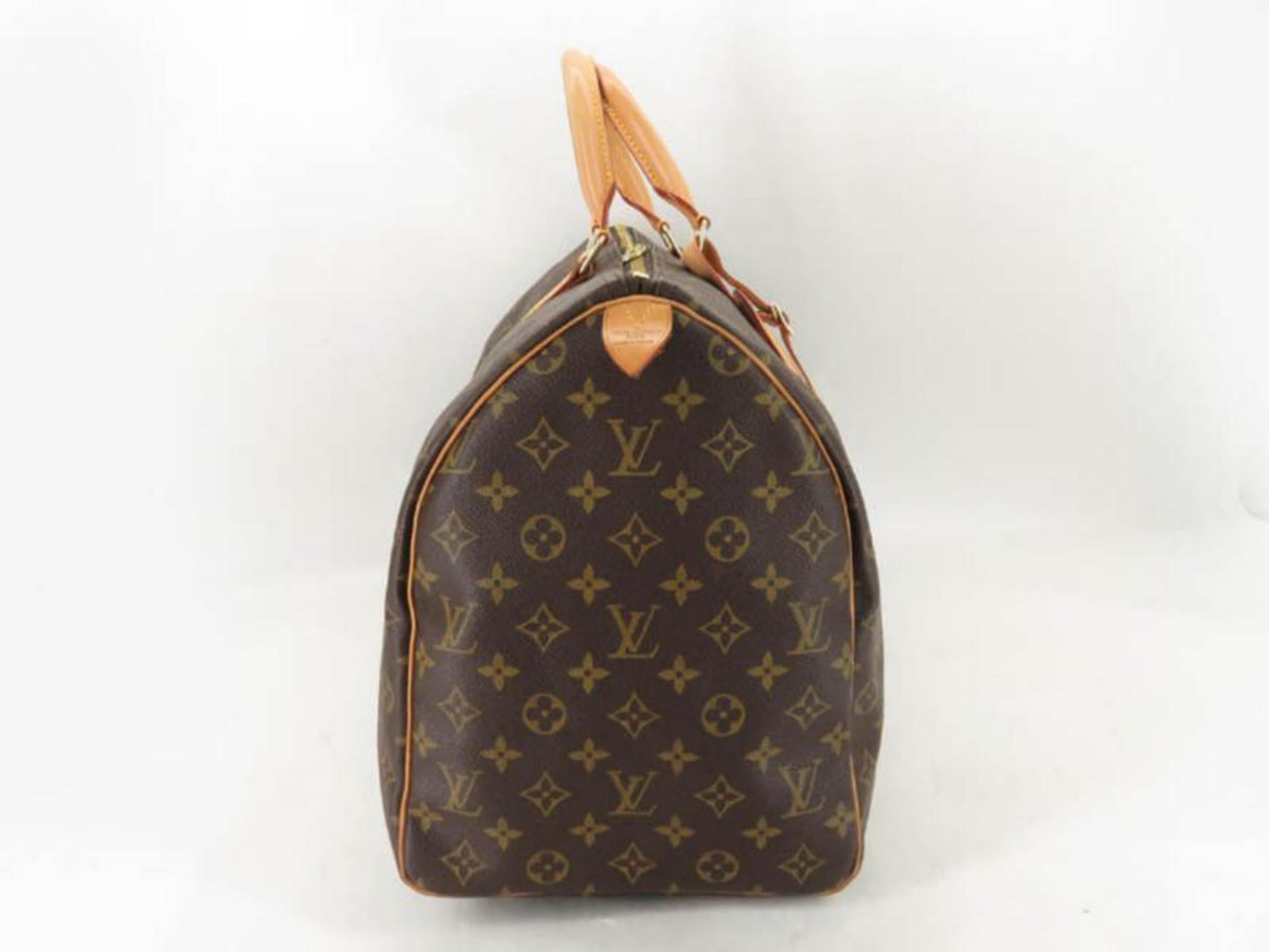 Louis Vuitton Keepall Monogram 50 868662 Brown Coated Canvas Weekend/Travel Bag For Sale 6