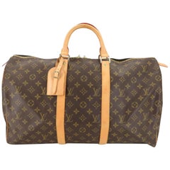 Louis Vuitton Keepall Monogram 50 868662 Brown Coated Canvas Weekend/Travel Bag