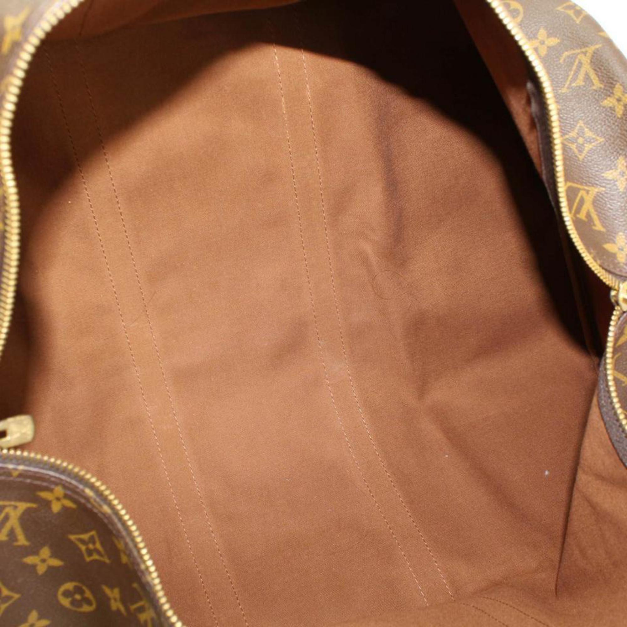Louis Vuitton Keepall Monogram 55 866413 Brown Coated Canvas Weekend/Travel Bag In Good Condition For Sale In Forest Hills, NY