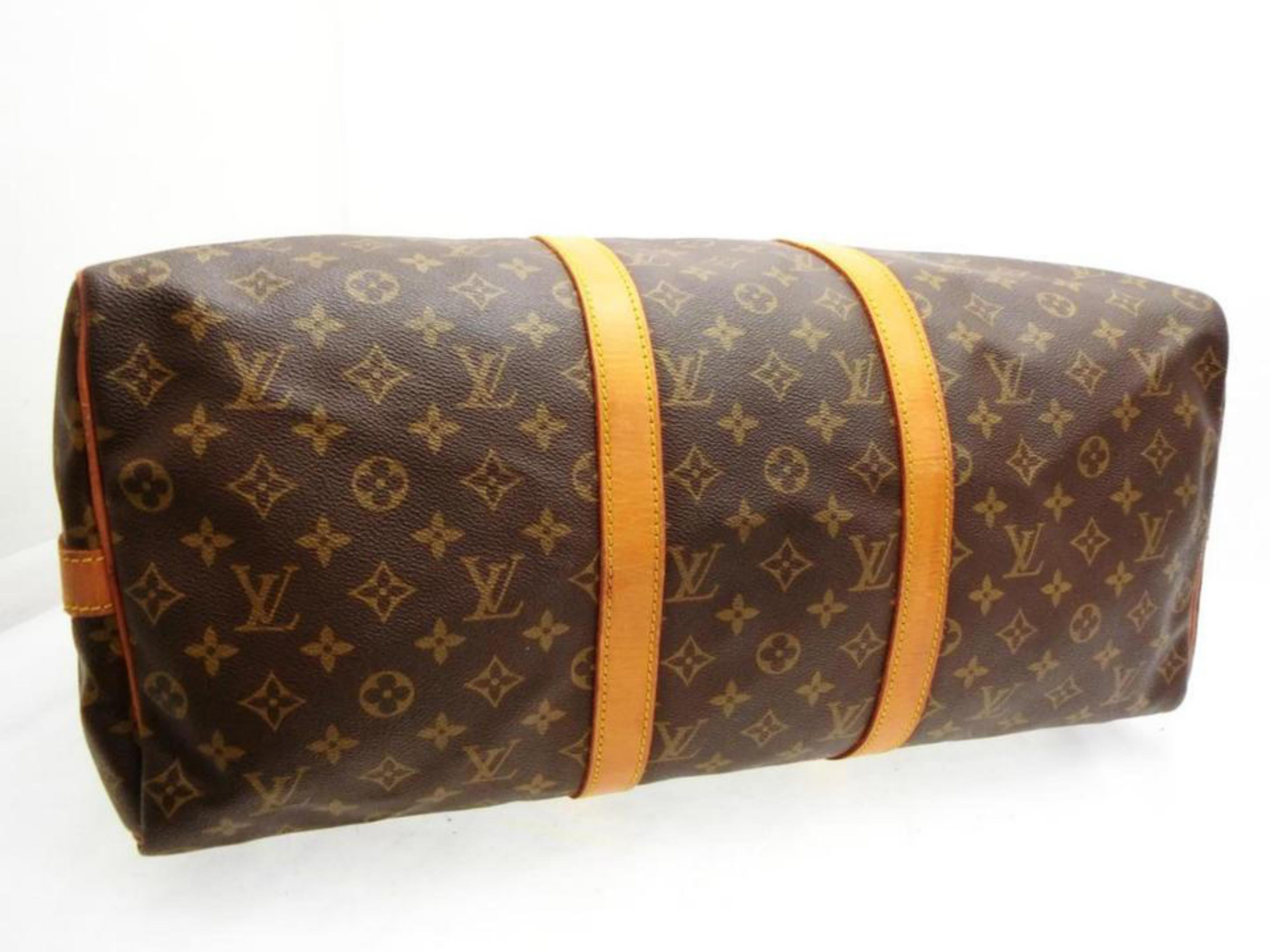 Louis Vuitton Keepall Monogram Bandouliere 50 228340 Brown Coated Canvas Weekend 6