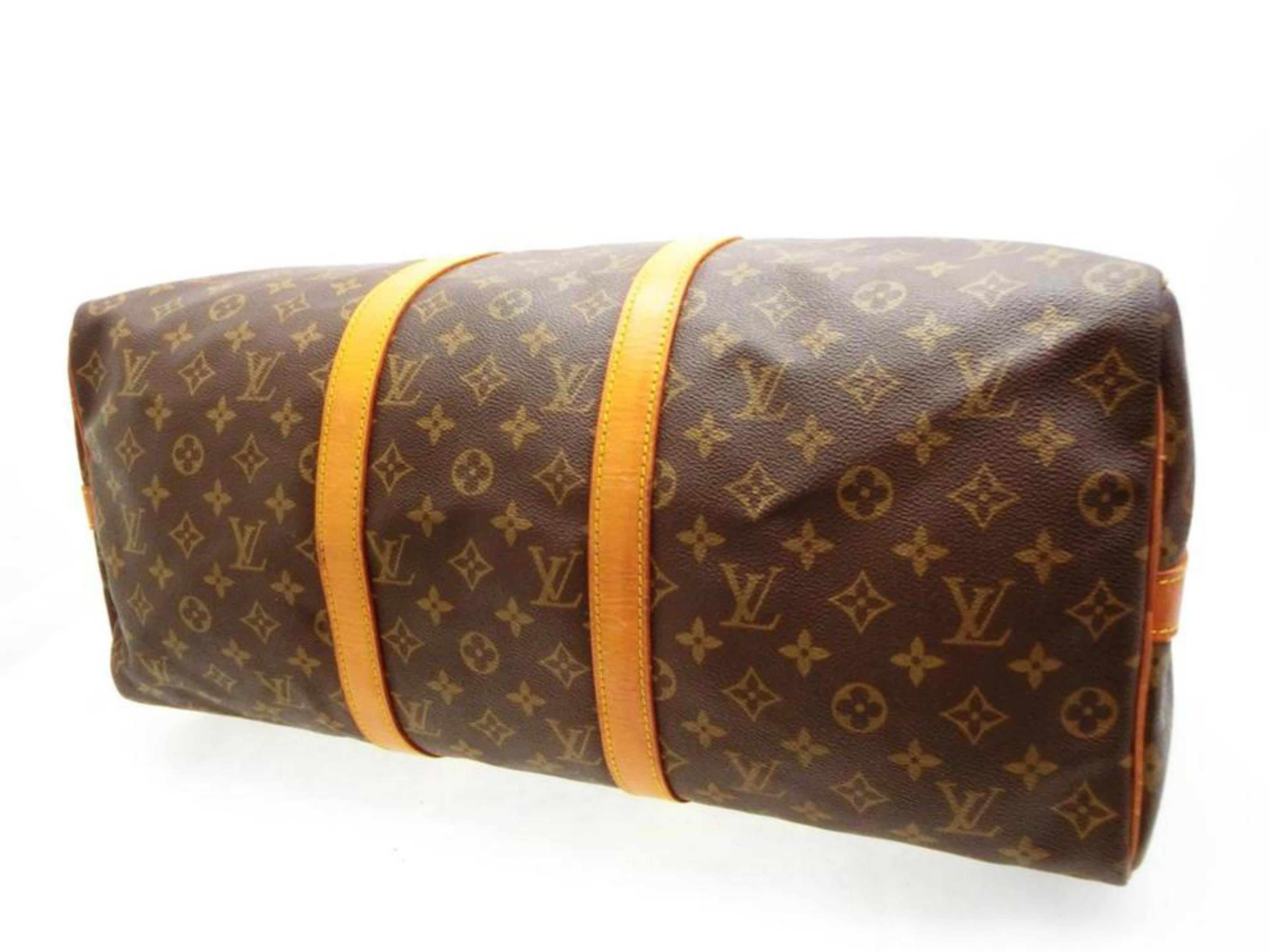 Louis Vuitton Keepall Monogram Bandouliere 50 228340 Brown Coated Canvas Weekend 7