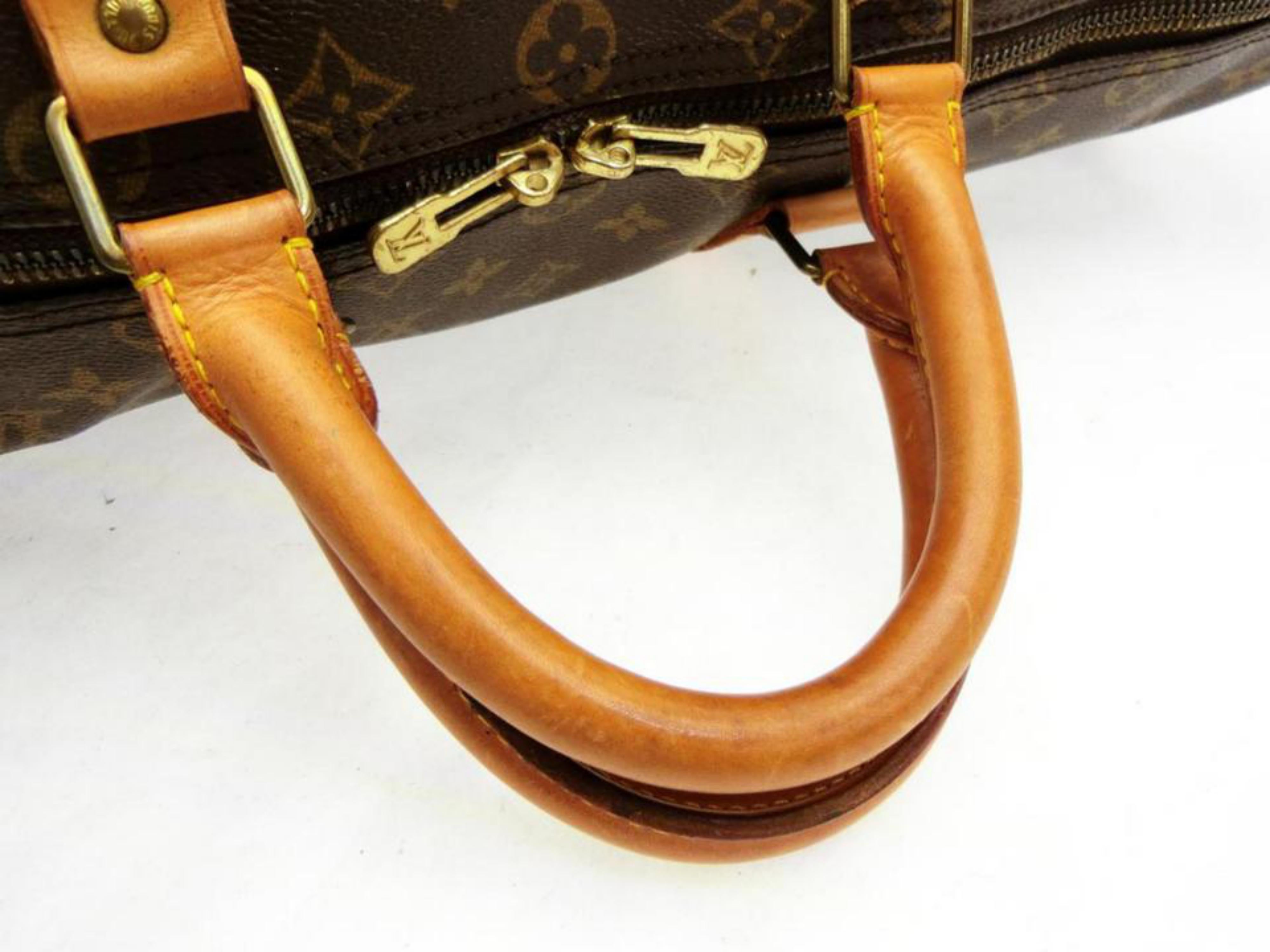 Women's or Men's Louis Vuitton Keepall Monogram Bandouliere 50 228340 Brown Coated Canvas Weekend
