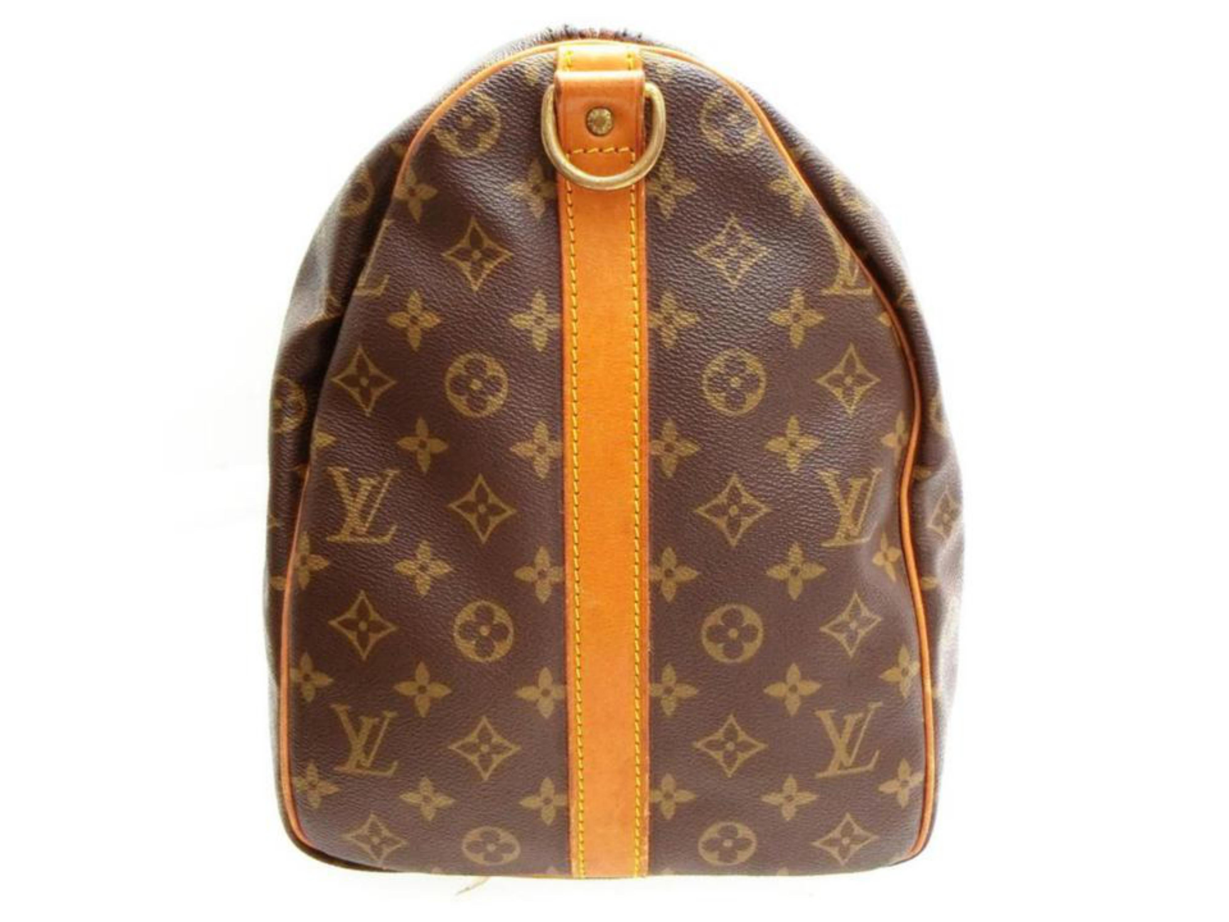 Louis Vuitton Keepall Monogram Bandouliere 50 228340 Brown Coated Canvas Weekend 4