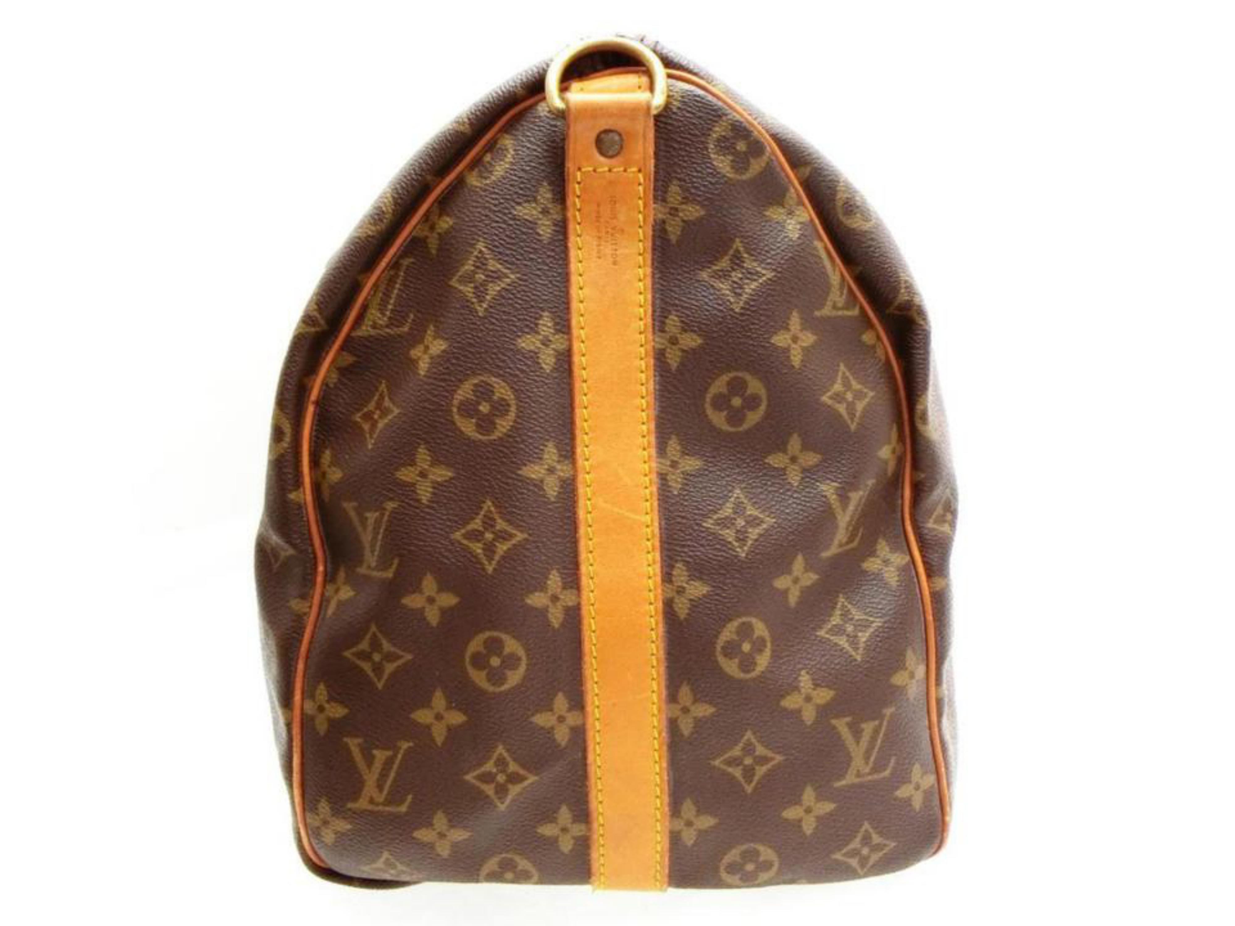 Louis Vuitton Keepall Monogram Bandouliere 50 228340 Brown Coated Canvas Weekend 5