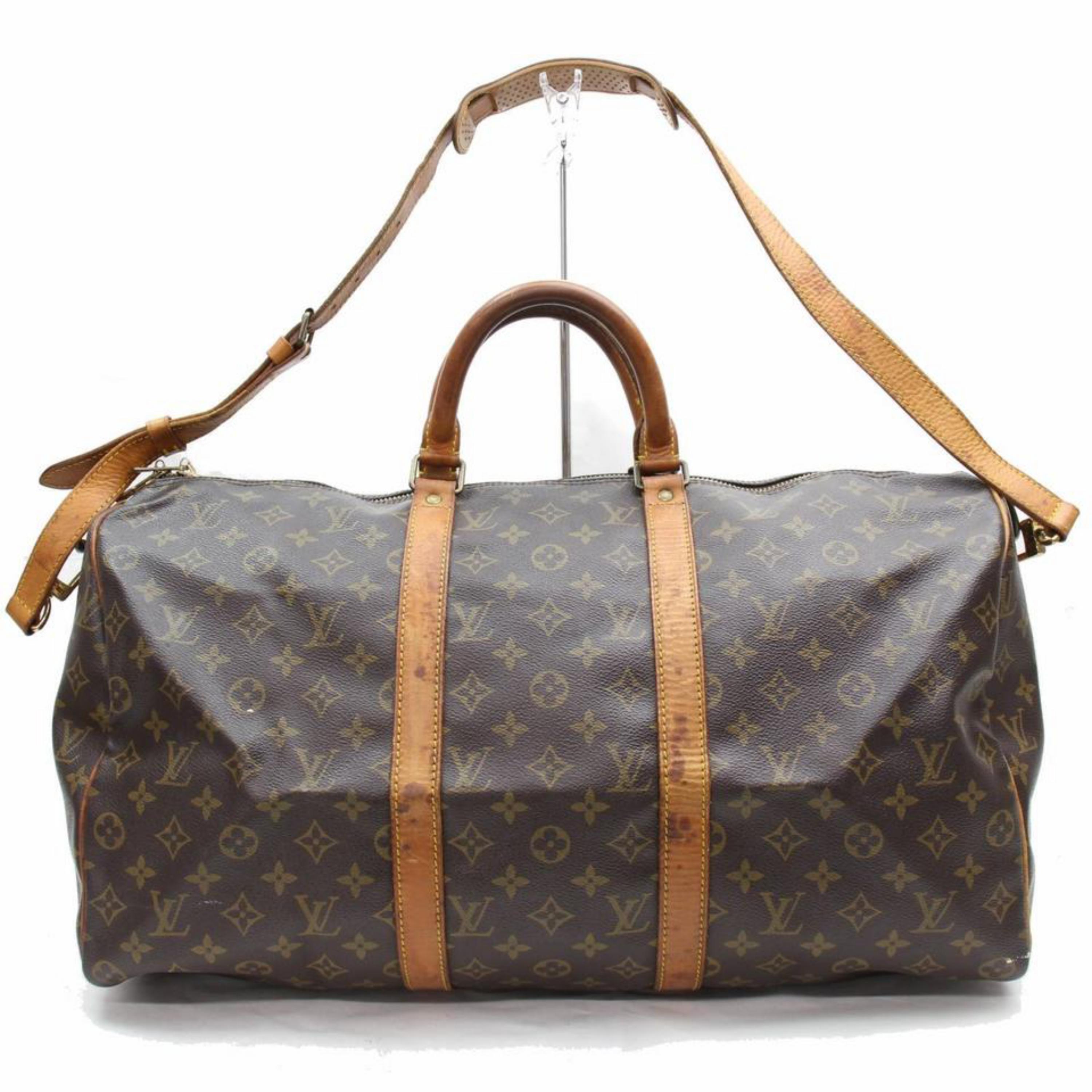 Louis Vuitton Keepall Monogram Bandouliere 50 867974 Brown Coated Canvas Weekend 1