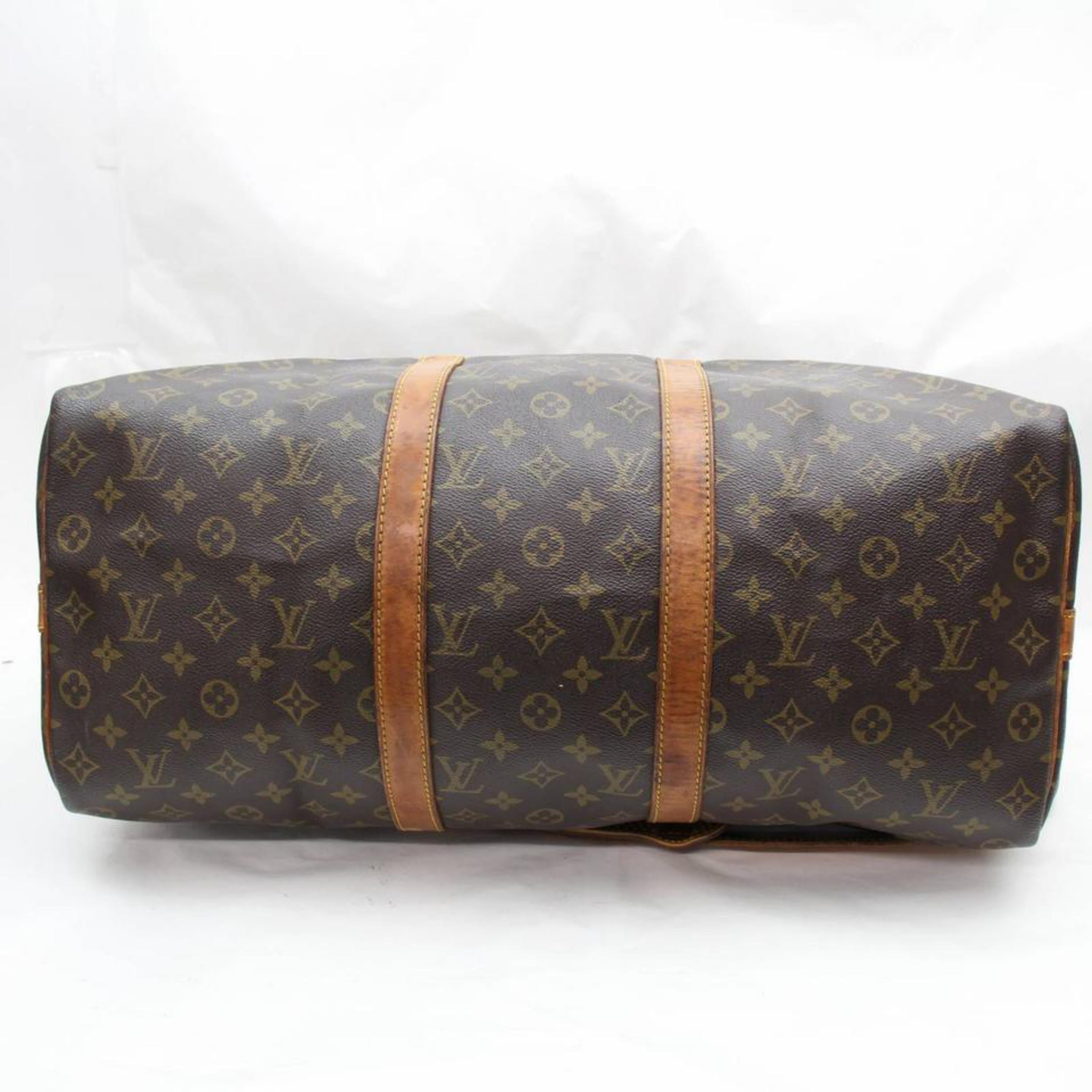 Louis Vuitton Keepall Monogram Bandouliere 50 867974 Brown Coated Canvas Weekend 5