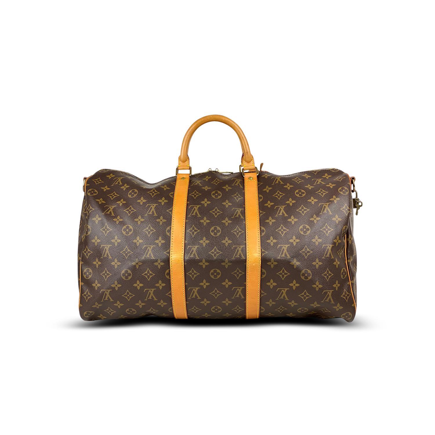 Brown Louis Vuitton Keepall Monogram Bandoulière 50 Weekend Bag