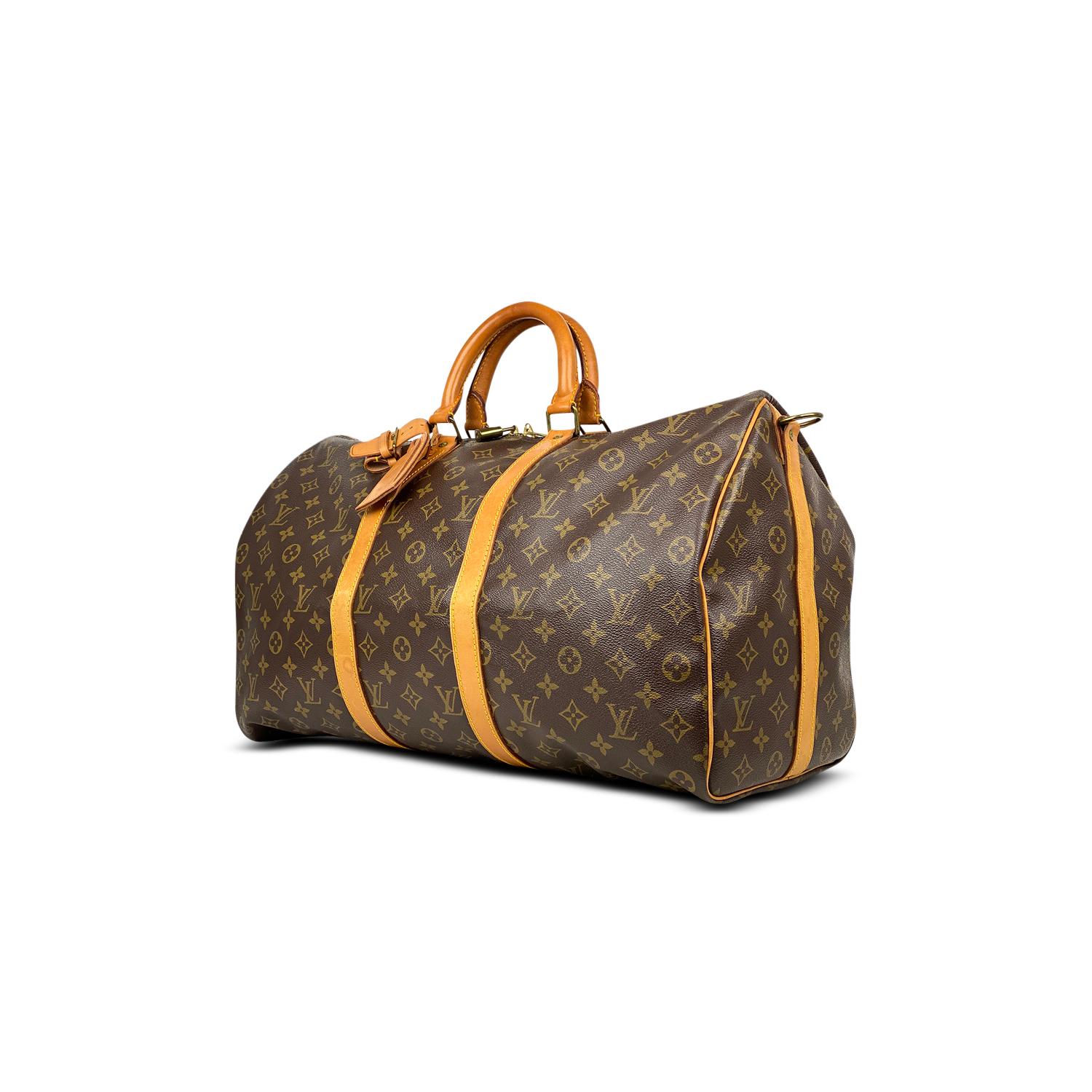 Louis Vuitton Keepall Monogram Brown Bandoulière 50 In Good Condition For Sale In Sundbyberg, SE