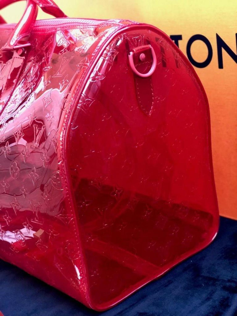 Louis Vuitton Keepall Rgb Clear Ss19 Virgil 50 870439 Red Pvc Travel Bag  For Sale at 1stDibs