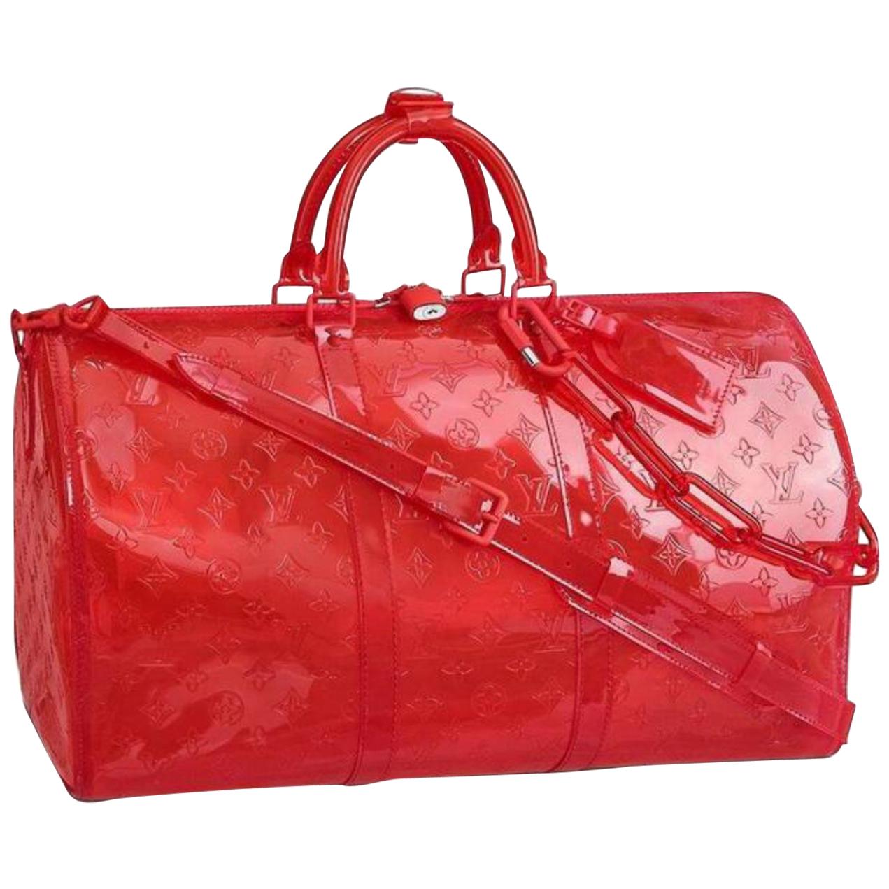 Louis Vuitton Keepall Rgb Clear Ss19 Virgil 50 870439 Red Pvc Travel Bag  For Sale at 1stDibs