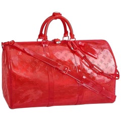 Vintage Louis Vuitton Keepall Rgb Clear Ss19 Virgil  50 870439 Red Pvc  Travel Bag