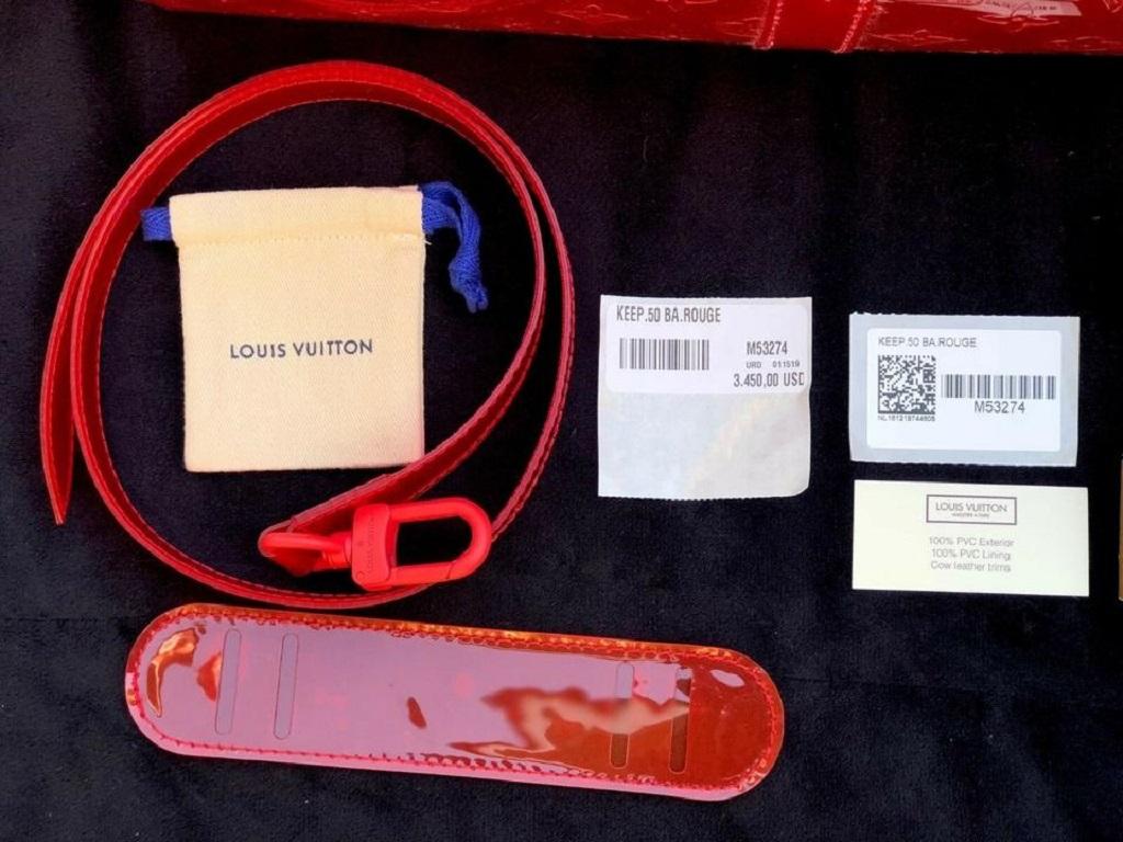 Louis Vuitton Keepall Rgb Clear Ss19 Virgil Abloh Bandouliere 50 870439 Red Pvc  For Sale 5
