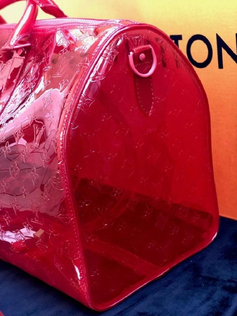 Louis Vuitton x Virgil Abloh Red Monogram PVC Keepall Bandouliére