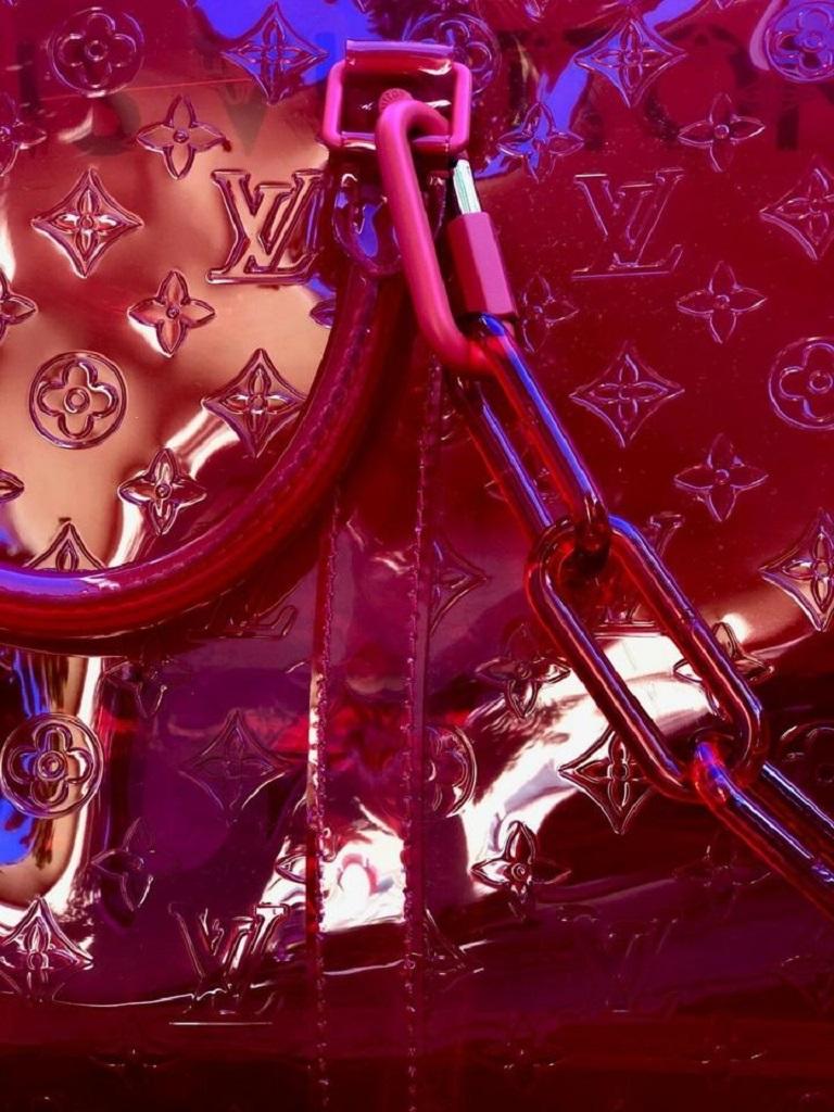 Louis Vuitton x Virgil Abloh Red Monogram PVC Keepall Bandouliére 50 For  Sale at 1stDibs