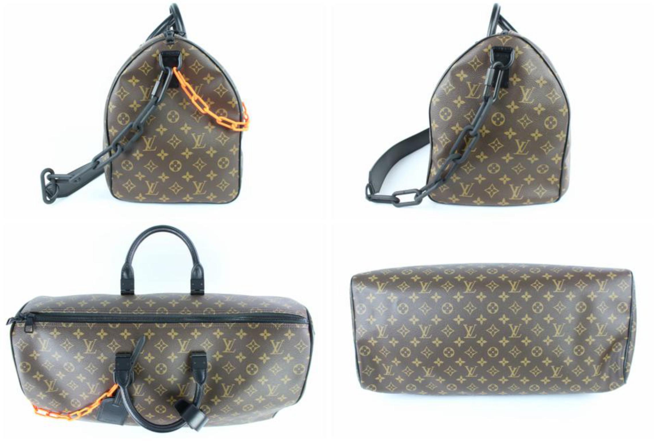 Gray Louis Vuitton Keepall Runway Virgil Abloh Ss19 Monogram Chain Bandouliere 50 3lz For Sale