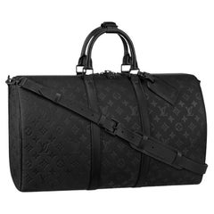 Louis Vuitton Keepall Shoulder Bag 50 Taurillon Monogram black leather