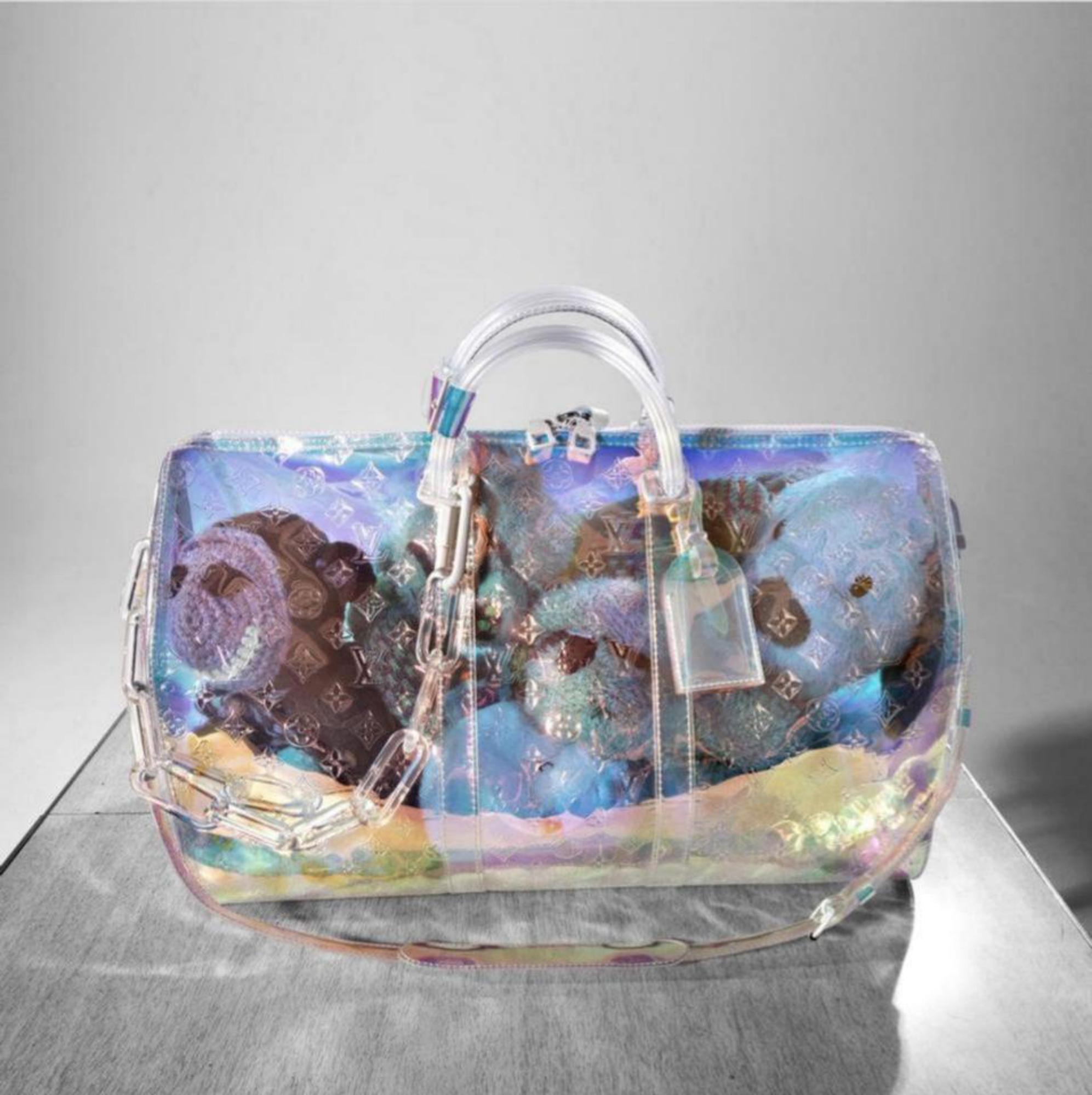 Blue Louis Vuitton Keepall Ss19  Hologram Prism 50 Bandouliere 870370 Travel Bag For Sale