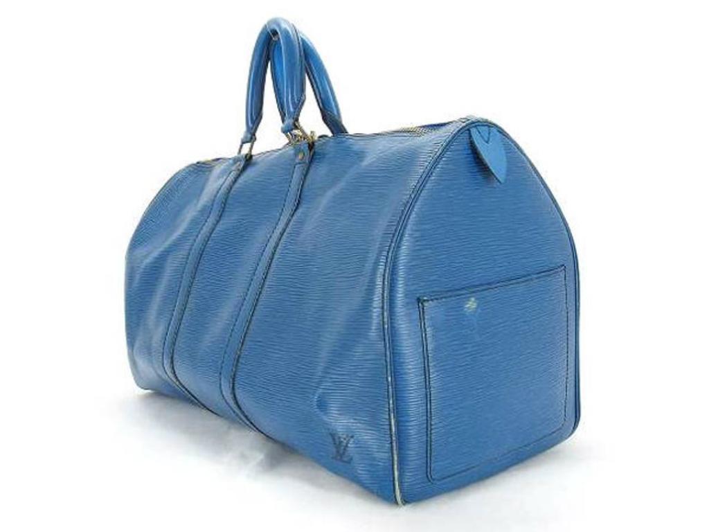 Women's Louis Vuitton Keepall Toledo Epi 45 215340 Blue Leather Weekend/Travel Bag