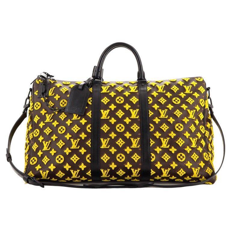 Louis Vuitton Keepall Triangle Bandouliere Bag Monogram Tuffetage Canvas 50  For Sale at 1stDibs
