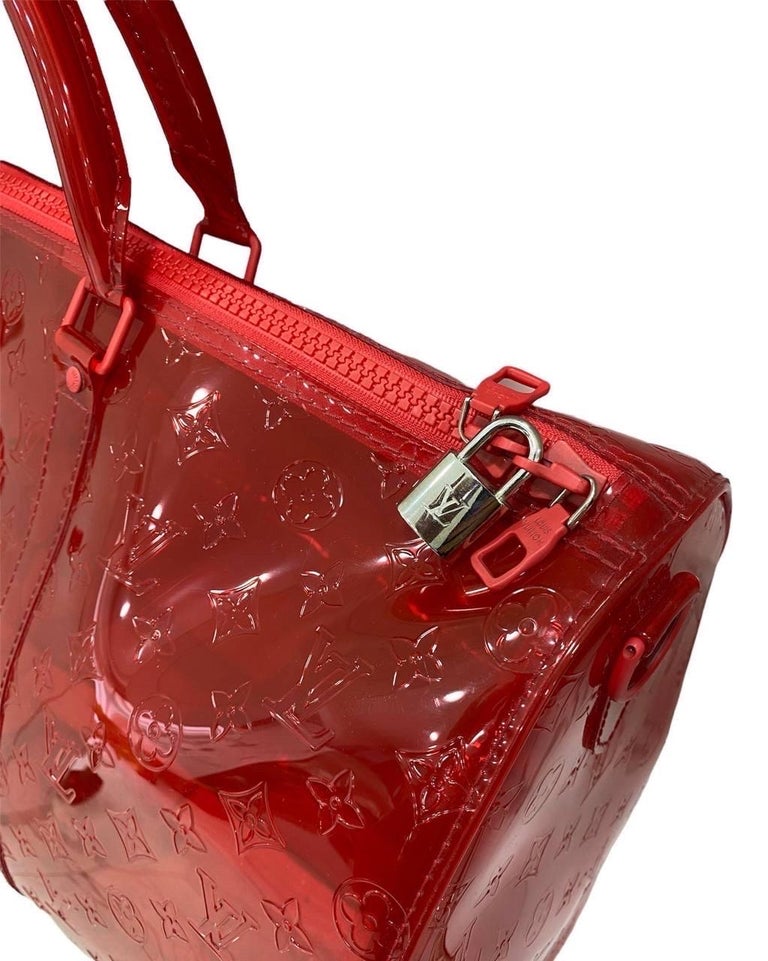 Louis Vuitton Keepall Virgil Abloh Red Travel Bag  In Excellent Condition For Sale In Torre Del Greco, IT