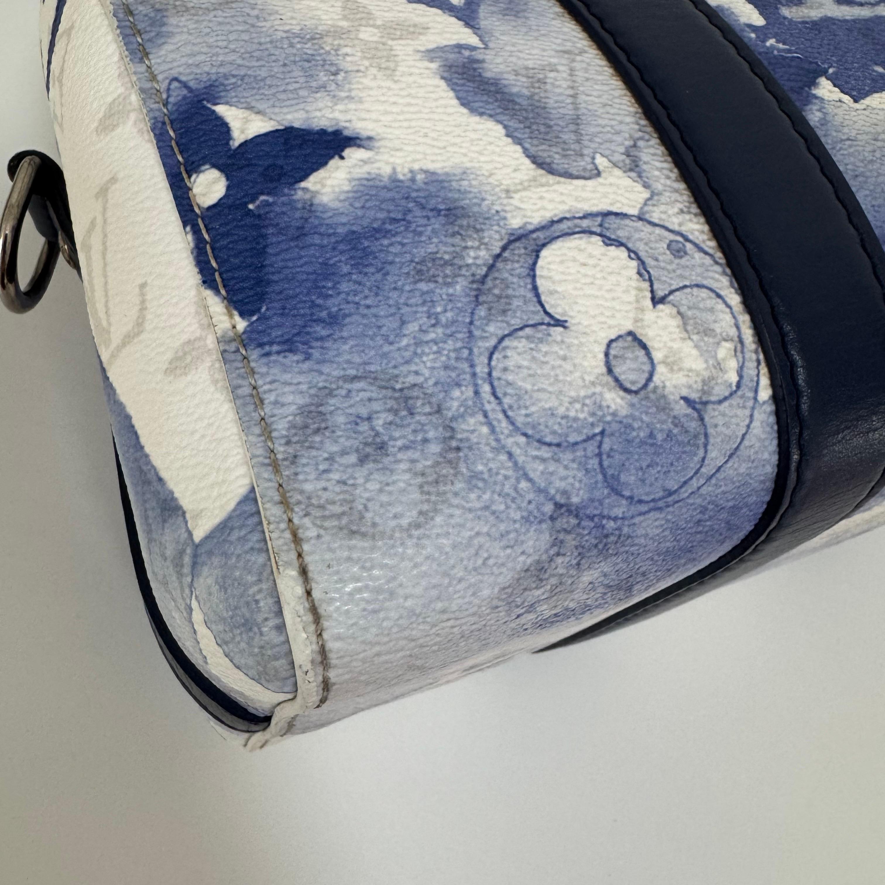 Louis Vuitton Keepall XS Blue Watercolor Leather and PU Crossbody Bag For Sale 5