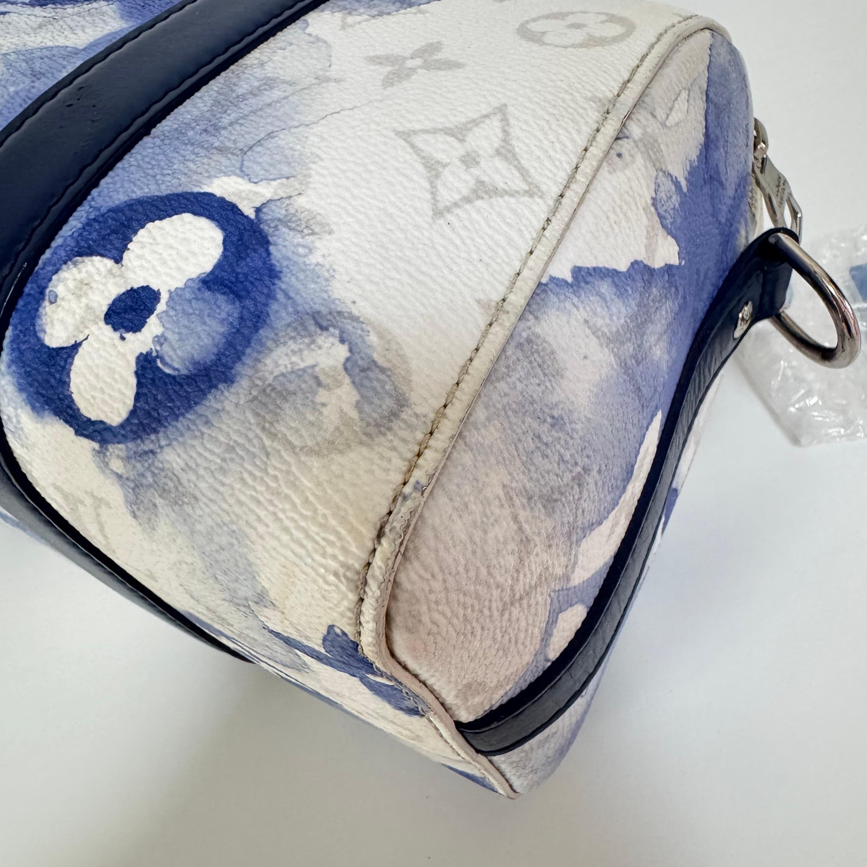 Women's Louis Vuitton Keepall XS Blue Watercolor Leather and PU Crossbody Bag For Sale