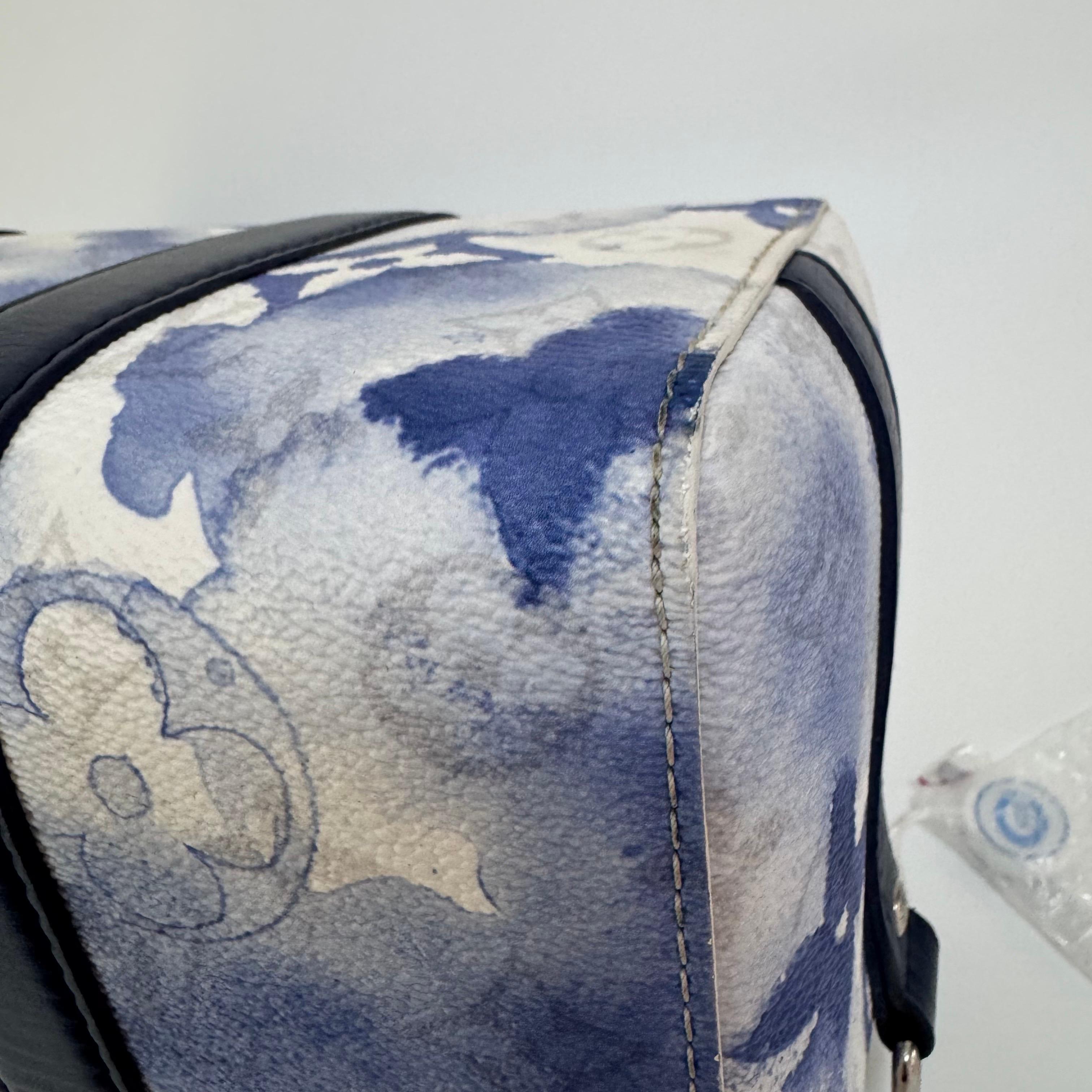 Louis Vuitton Keepall XS Blue Watercolor Leather and PU Crossbody Bag For Sale 4