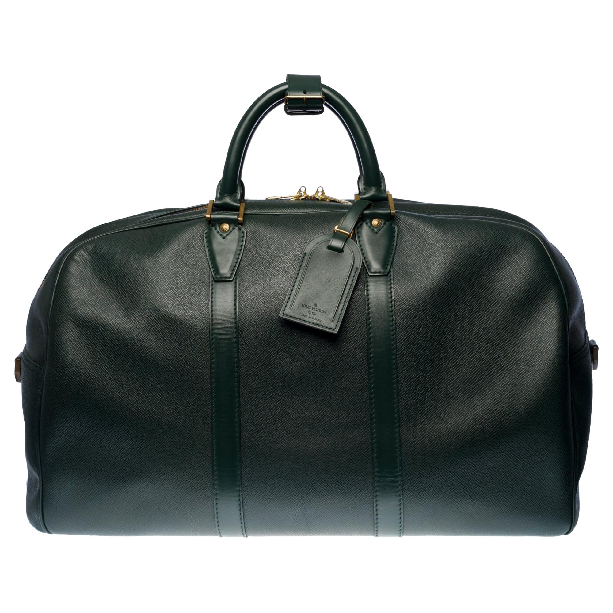 Sac de voyage Louis Vuitton Kendall 50 en cuir Taïga vert:: accessoires dorés
