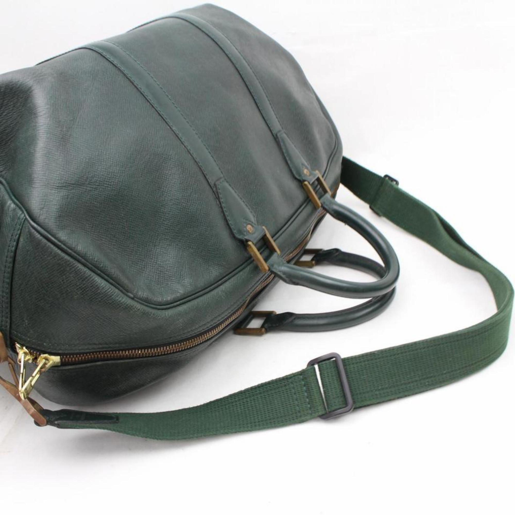 Gray Louis Vuitton Kendall Pm 865993 Green Leather Weekend/Travel Bag For Sale